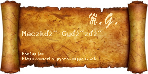 Maczkó Győző névjegykártya